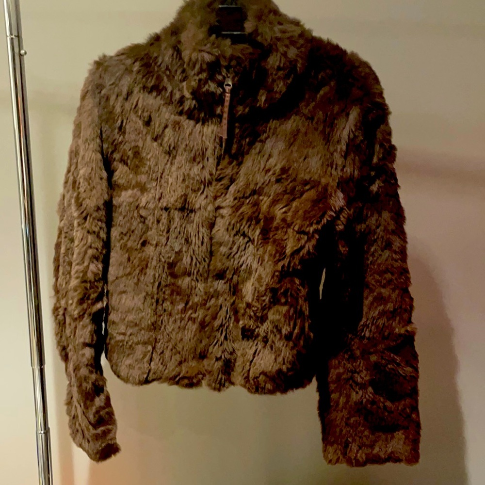 Brown reversible bomber jacket.